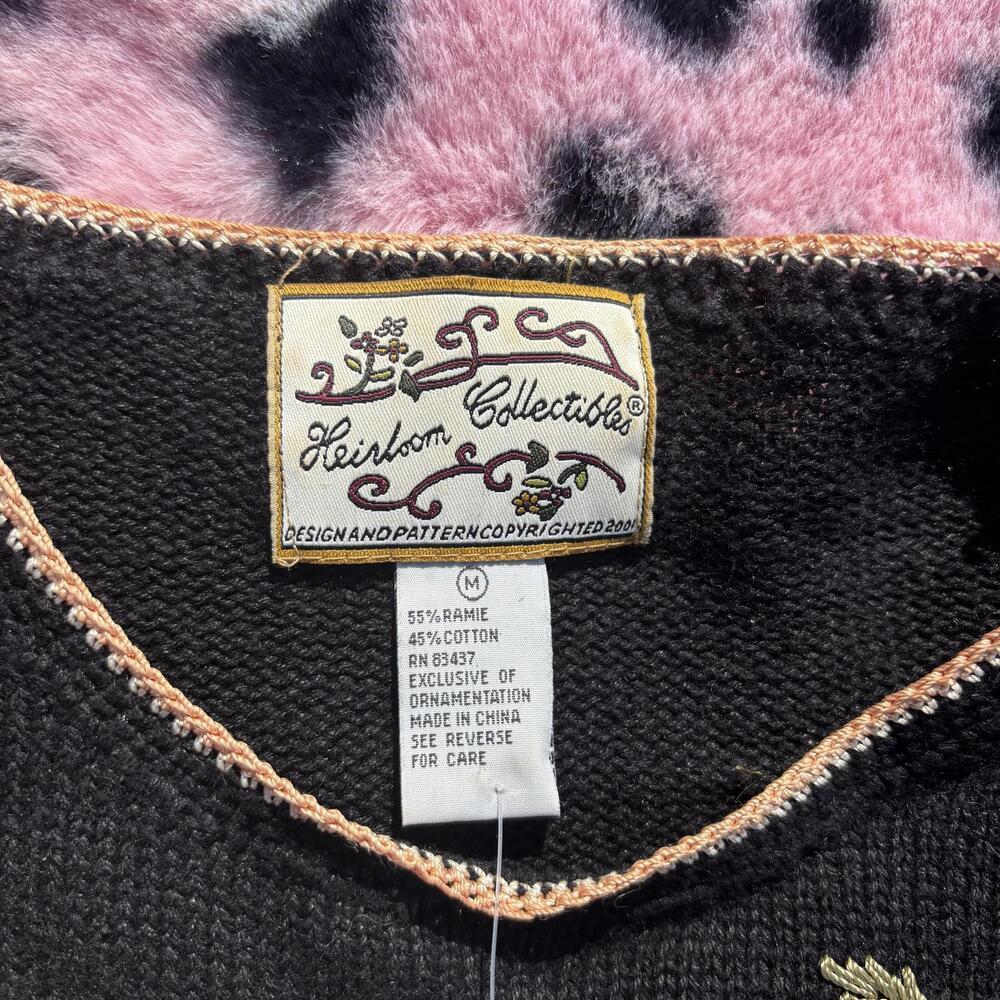 Vtg 90s Heirloom Collectibles floral embroidered beaded knit sweater - Picture 3 of 6
